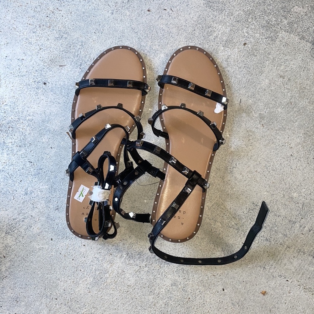 A new day rock stud black strappy sandals by size 8 new
